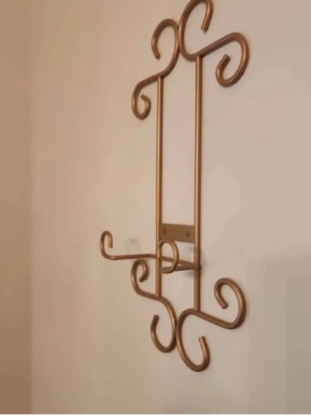 Vintage Metal Scroll Plate Holders Set of 2, Ornate Gold Wall Decor